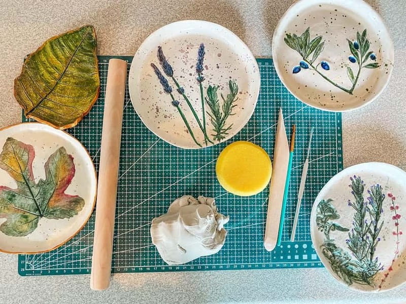 Karpathos: Botanical Clay Workshop & Pottery in a Vineyard - Rolling the clay into a botanical plate
