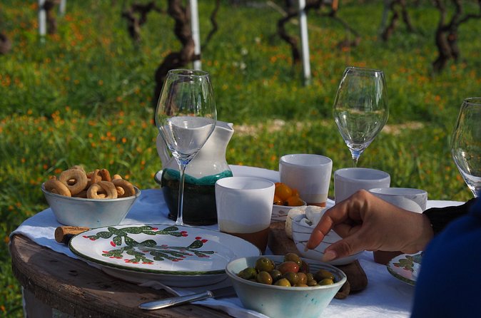 Picnic aperitif in the vineyard of an ancient trullo in Martina Franca - Fabrizio’s personal welcome