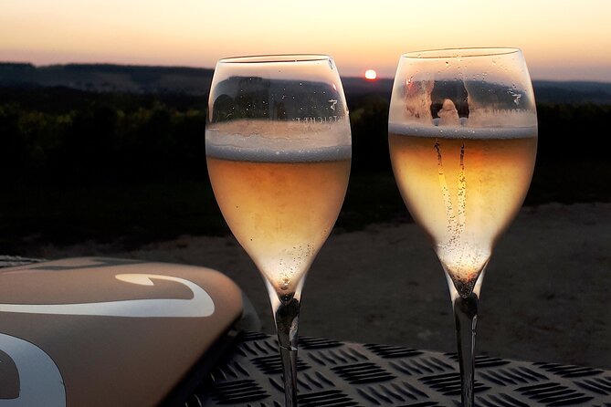 Sunset and champagne tasting in the vineyards - Riding through Sacy and Chamery