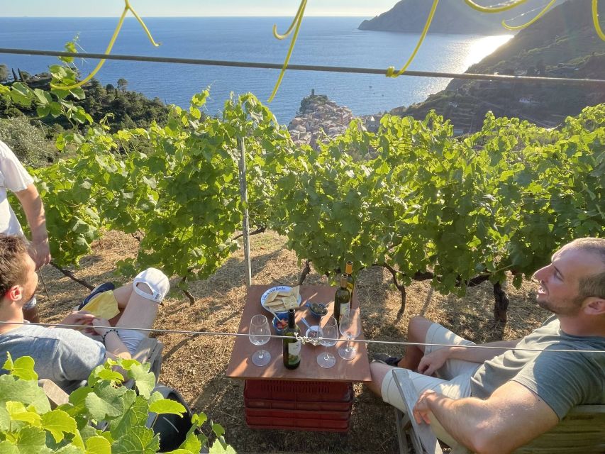 Vernazza: Panoramic Vineyard Trekking Tour w/ Wine Tasting - Three wines, pesto, and local snacks
